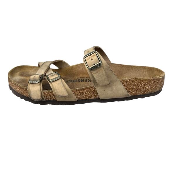 Birkenstock Unisex Franca Tan Leather Slip On Sandal Size 40 M 7 W 9 - Picture 3 of 10